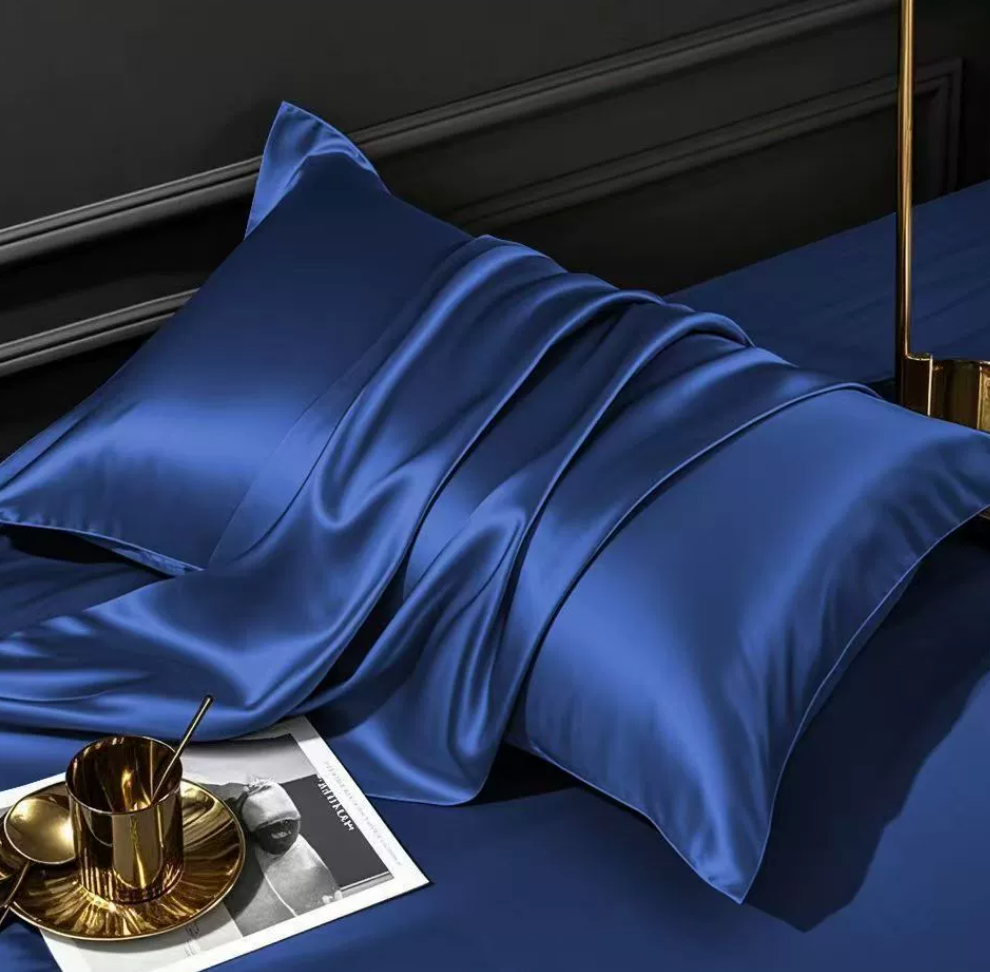 Mitternachtsblau Seidenkissenbezug