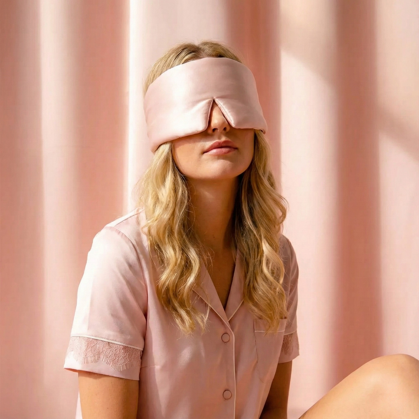 Champagné pink Seiden Augenmaske