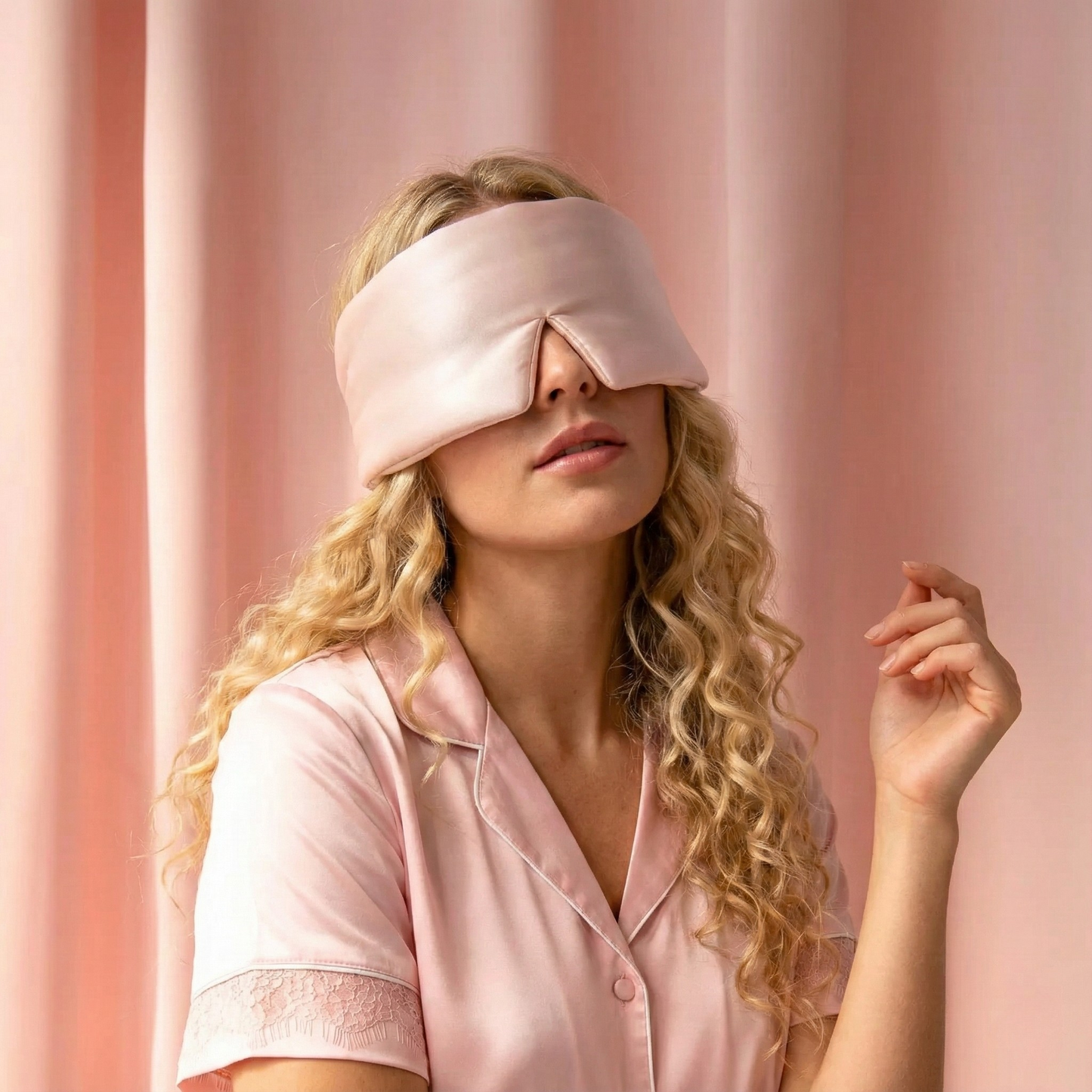 Champagné pink Seiden Augenmaske